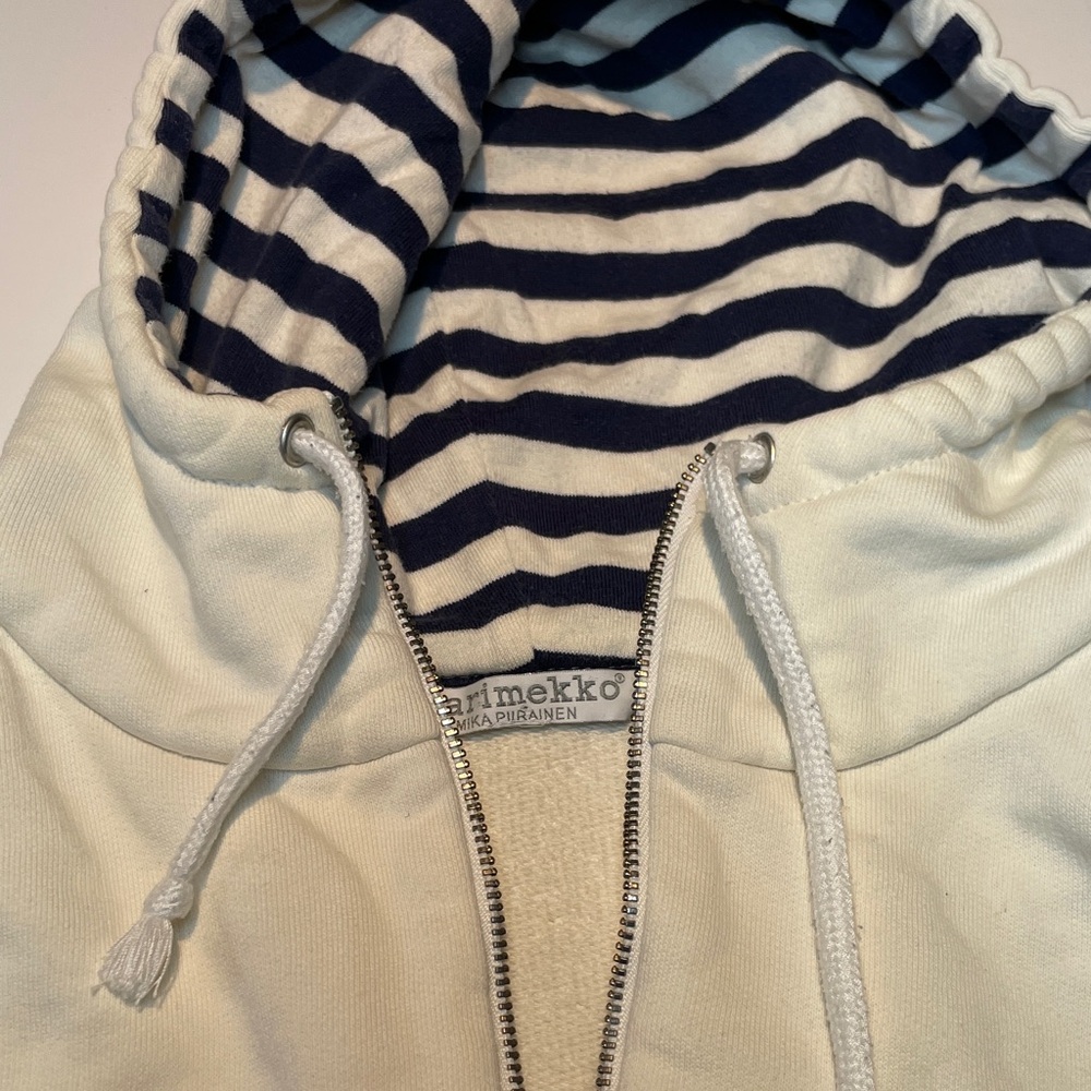 Marimekko Cream and Navy Striped Zip-Up Hoodie